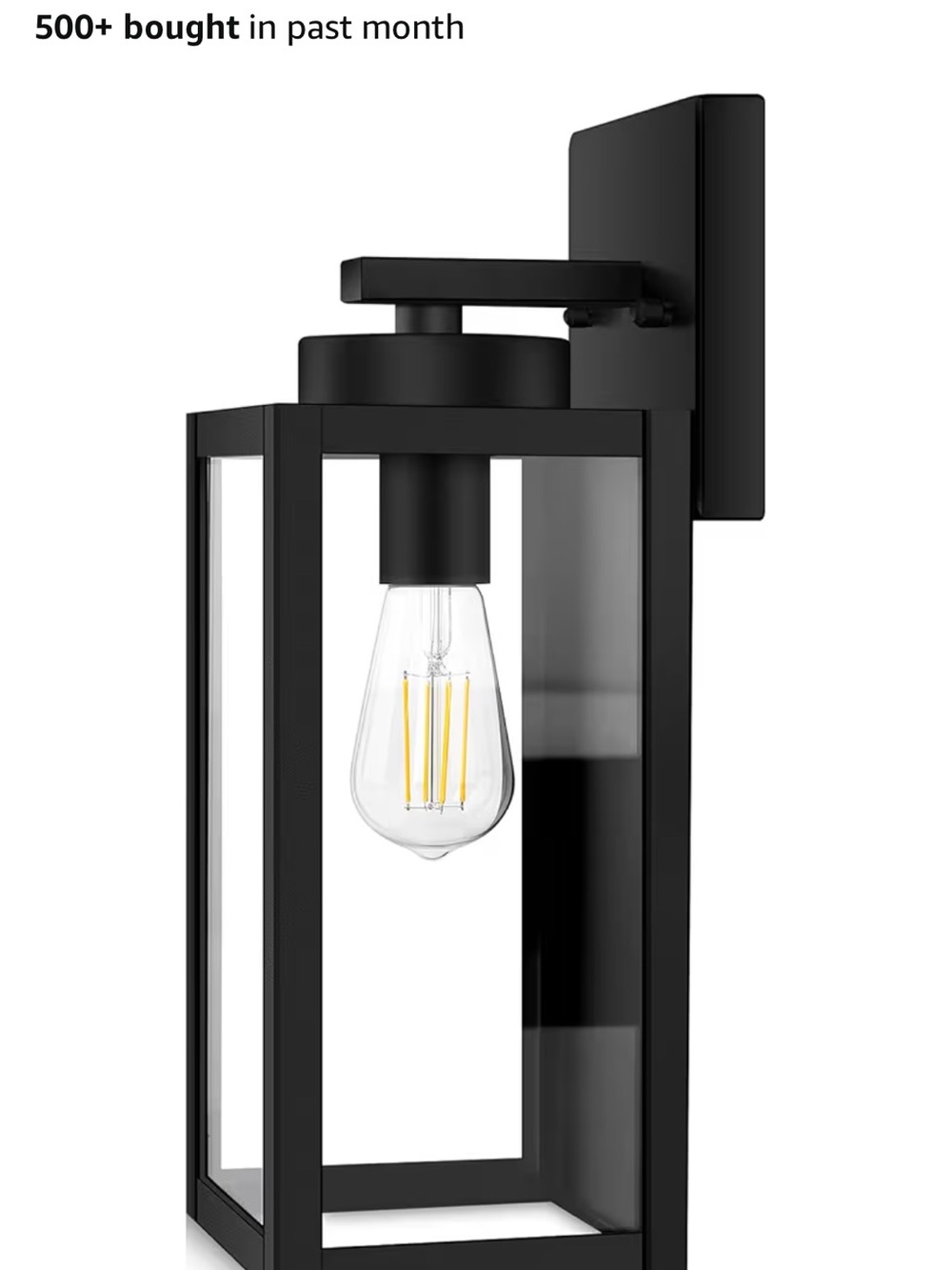 Modern Black Outdoor Wall Lantern Sconce - Sleek Rectangular Design